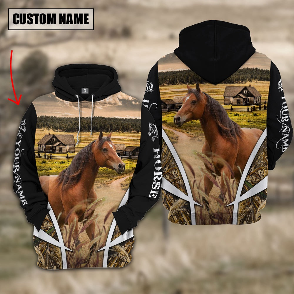 Horse Custom Name Wheat Farm Hoodie, Farmer Hoodie, Custom Farm Shirts, Farmer T Shirt