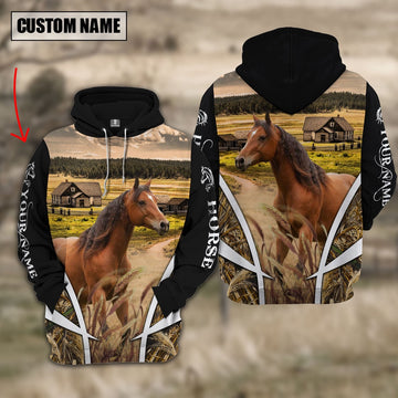 Horse Custom Name Wheat Farm Hoodie, Farmer Hoodie, Custom Farm Shirts, Farmer T Shirt