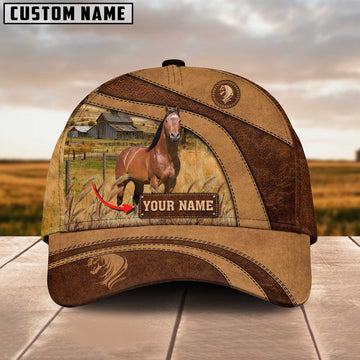 Horse Customized Name Brown Cap, Farmer Cap, Cap For Farmers, Best Farm Hat, Farm Use Hat