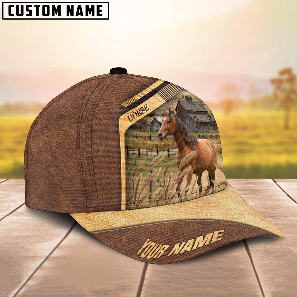 Horse Customized Name Brown Farm Cap, Farmer Cap, Cap For Farmers, Best Farm Hat, Farm Use Hat
