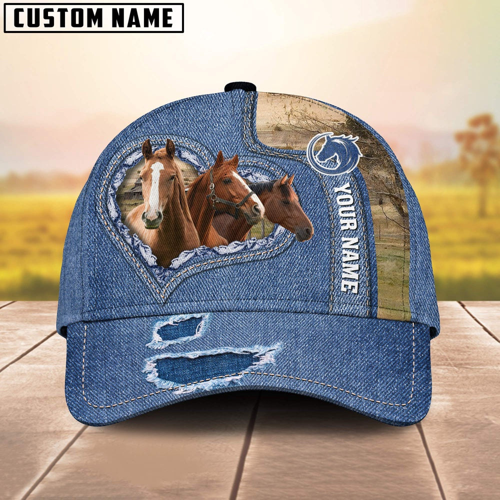 Horse Customized Name Denim Cap, Farmer Cap, Cap For Farmers, Best Farm Hat, Farm Use Hat