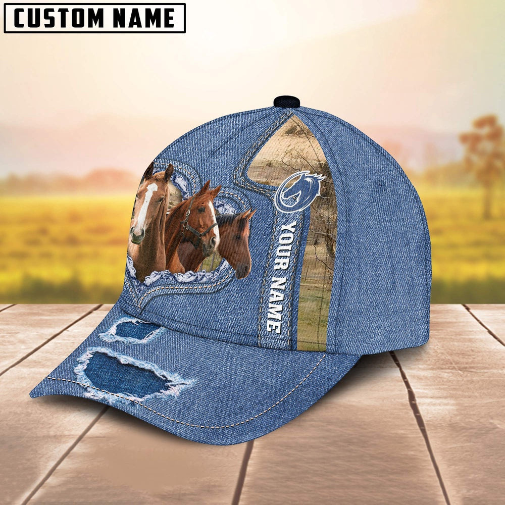 Horse Customized Name Denim Cap, Farmer Cap, Cap For Farmers, Best Farm Hat, Farm Use Hat