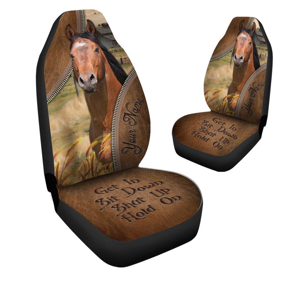 Horse Customized Name Leather Pattern Car Seat Cover, Car Seat Cover, Farm Car Seat Cover, Pet Seat Covers