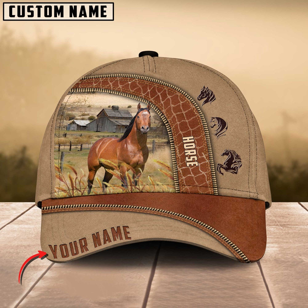 Horse Customized Name Light Brown Cap, Farmer Cap, Cap For Farmers, Best Farm Hat, Farm Use Hat