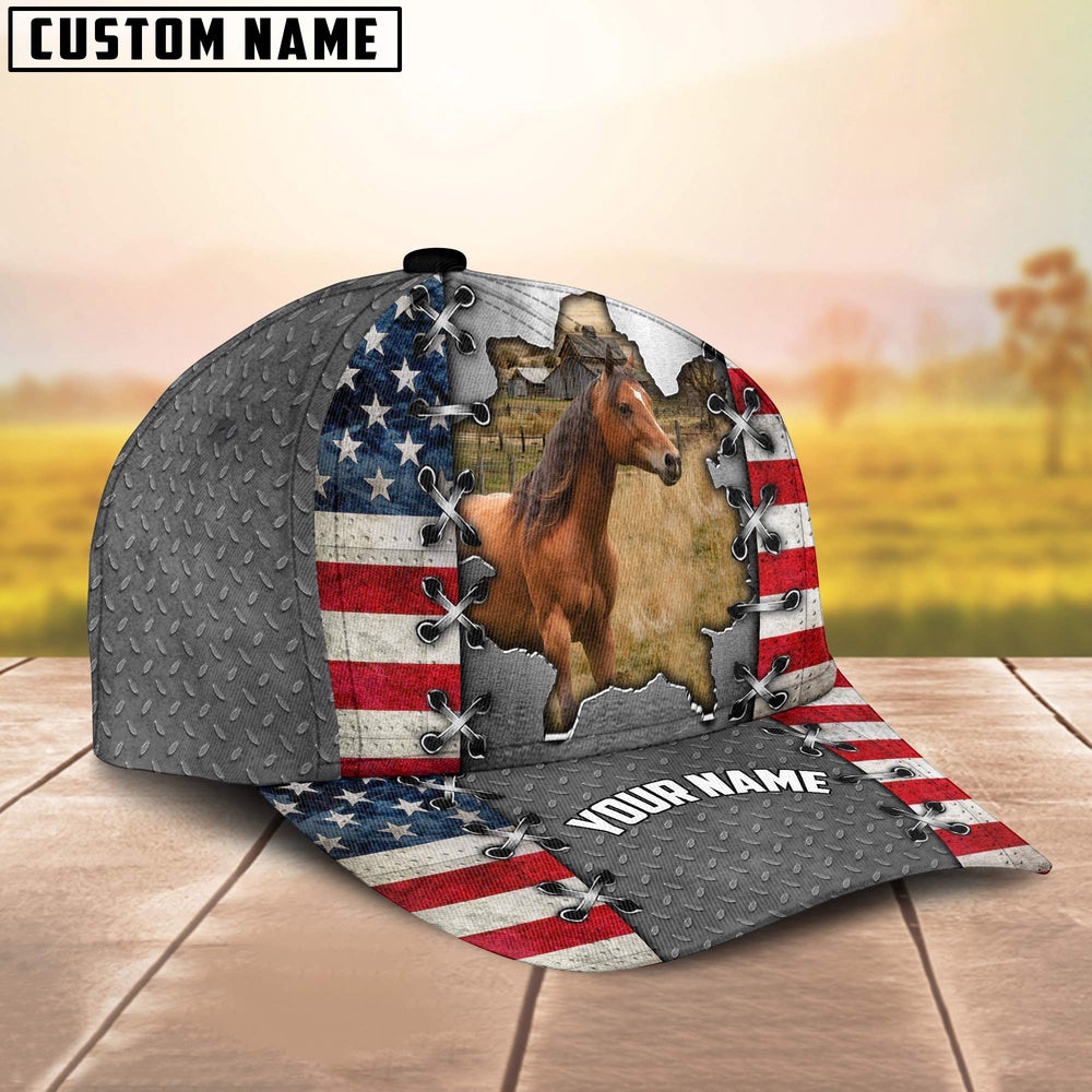 Horse Customized Name US Flag Cap, Farmer Cap, Cap For Farmers, Best Farm Hat, Farm Use Hat