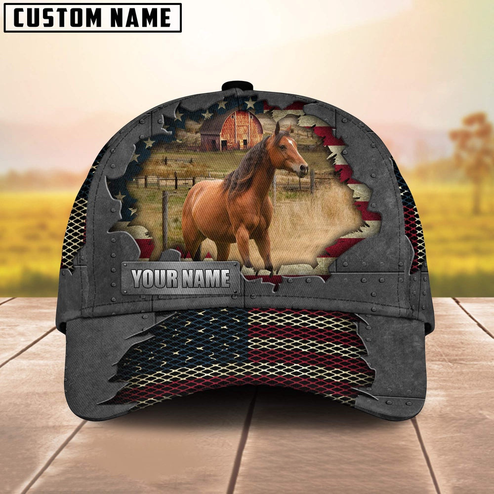 Horse Customized Name US Flag Net Cap, Farmer Cap, Cap For Farmers, Best Farm Hat, Farm Use Hat