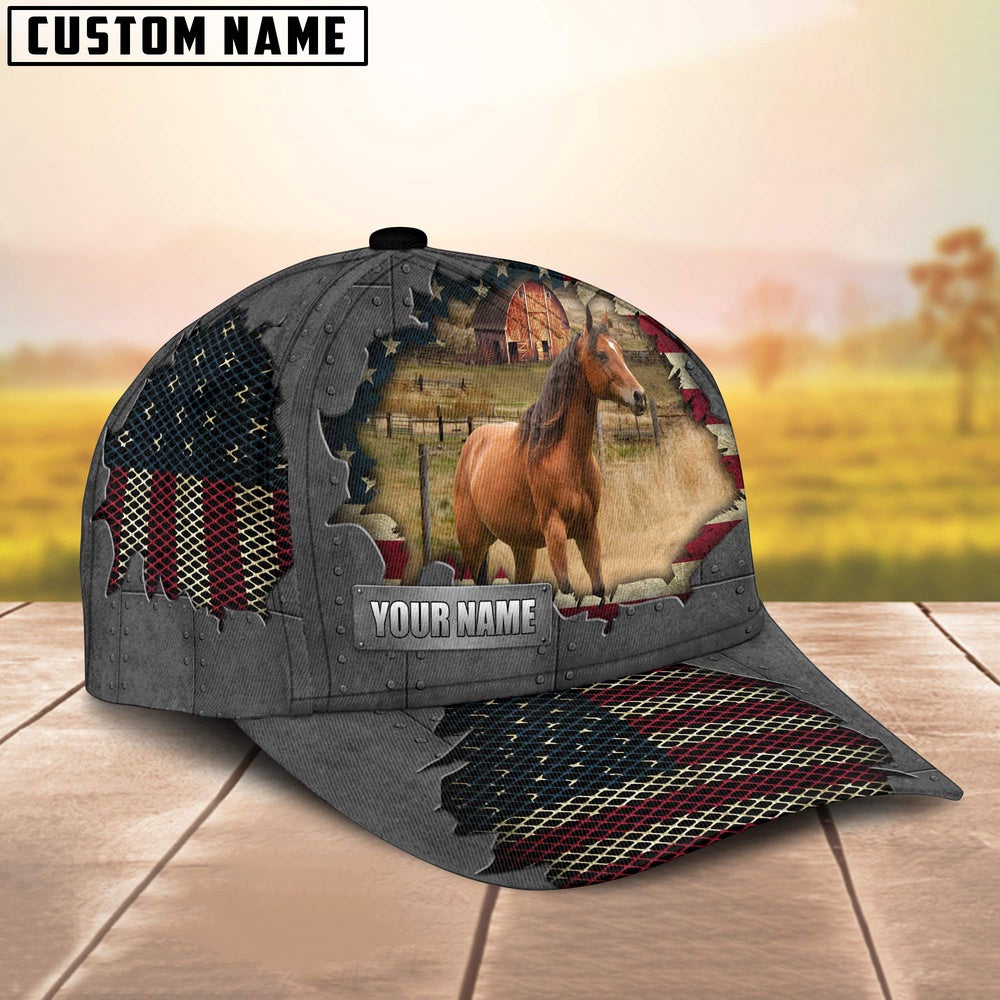 Horse Customized Name US Flag Net Cap, Farmer Cap, Cap For Farmers, Best Farm Hat, Farm Use Hat