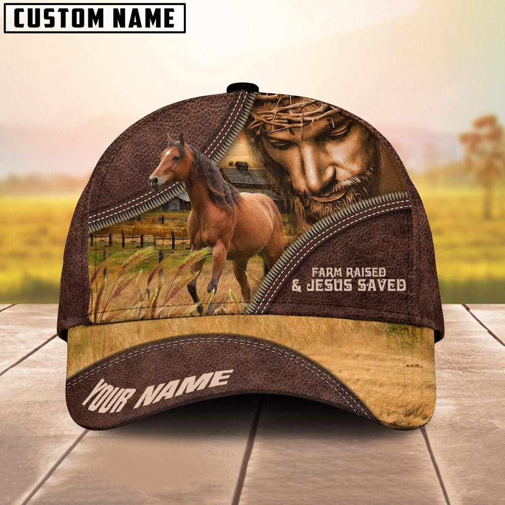 Horse Farm & Jesus Customized Name Cap, Farmer Cap, Cap For Farmers, Best Farm Hat, Farm Use Hat