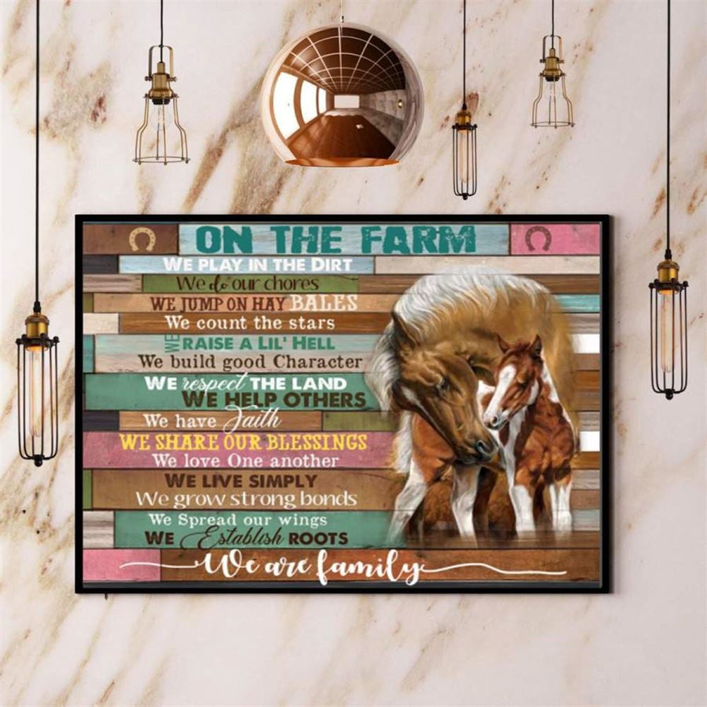 Horse Farm On The Farm We Share Our Blessings We Love One Another We Are Family Canvas, Farm Canvas, Farm Gift, Farm Home Decor
