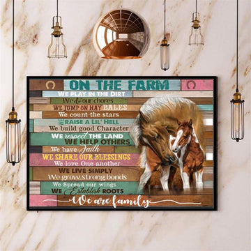 Horse Farm On The Farm We Share Our Blessings We Love One Another We Are Family Canvas, Farm Canvas, Farm Gift, Farm Home Decor