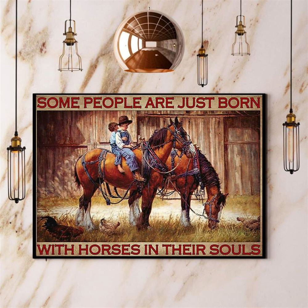 Horse Farm People Are Just Born With Horse In Their Soul Chicken Vintage Canvas, Farm Canvas, Farm Gift, Farm Home Decor