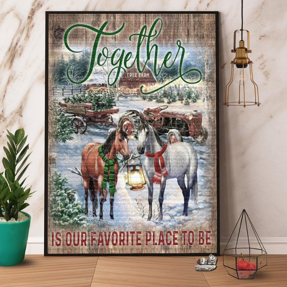 Horse Farmhouse Together Is Our Favorite Place Merry Christmas Canvas, Farm Canvas, Farm Art Decor