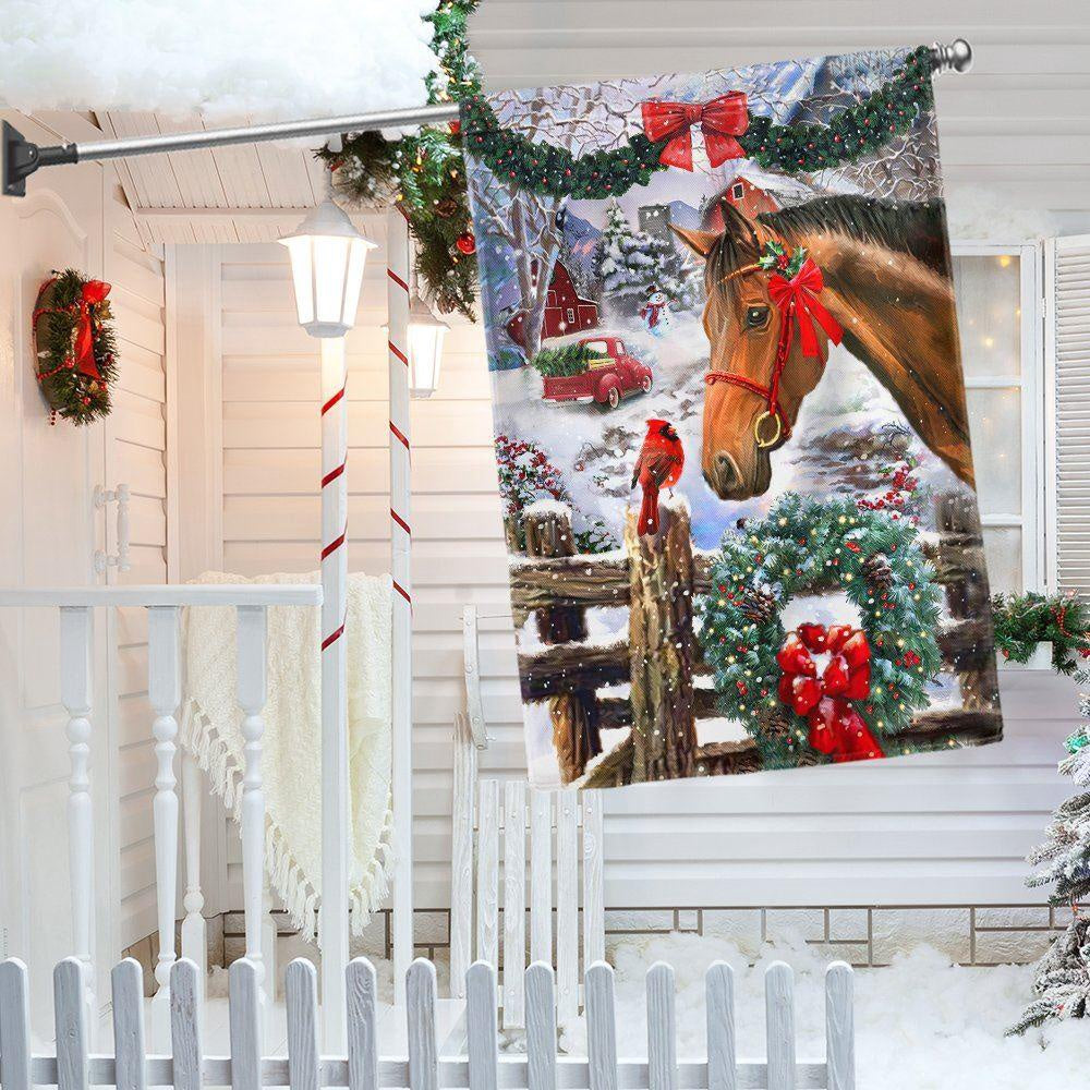 Horse Flag Christmas Snow Flag, Christmas Outdoor Decor Decoration