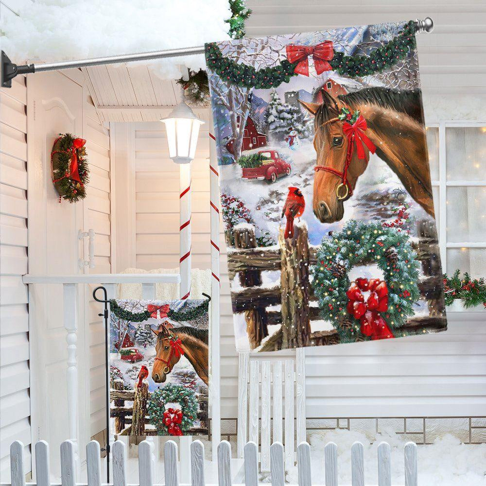 Horse Flag Christmas Snow Flag, Christmas Outdoor Decor Decoration
