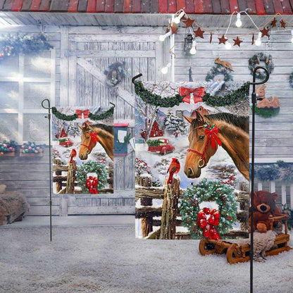 Horse Flag Christmas Snow Flag, Christmas Outdoor Decor Decoration