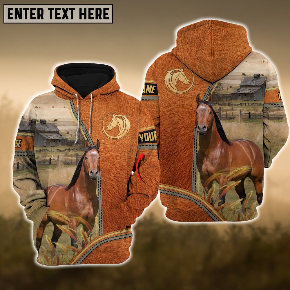 Horse Fur And Zipper Pattern Personalized 3D Hoodie, Farmer Hoodie, Custom Farm Shirts, Farmer T Shirt