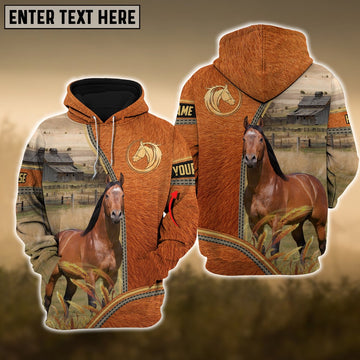 Horse Fur And Zipper Pattern Personalized 3D Hoodie, Farmer Hoodie, Custom Farm Shirts, Farmer T Shirt