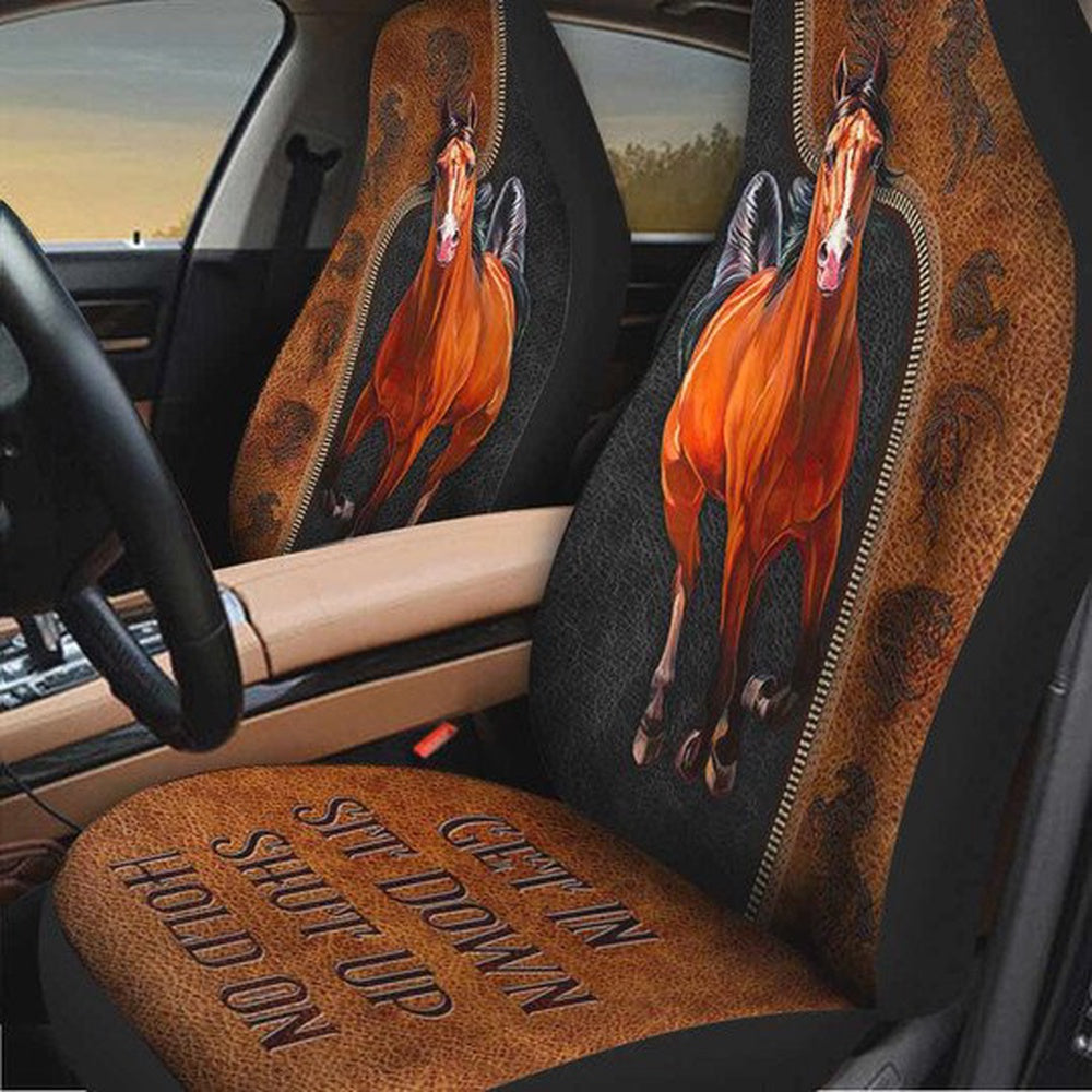 Horse Get In Sit Down Shut Up Hold On Car Seat Cover, Car Seat Cover, Farm Car Seat Cover, Pet Seat Covers