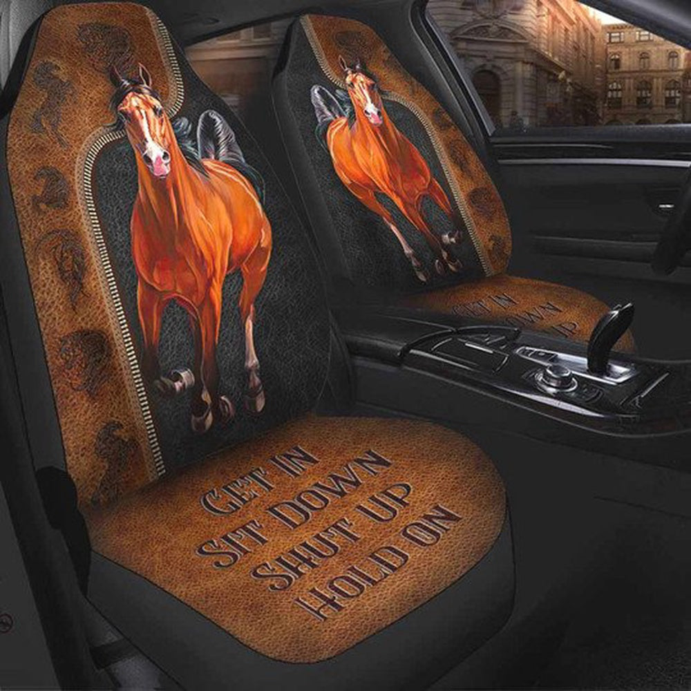 Horse Get In Sit Down Shut Up Hold On Car Seat Cover, Car Seat Cover, Farm Car Seat Cover, Pet Seat Covers
