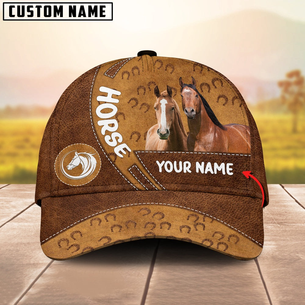 Horse Happiness Brown Yellow Customized Name Cap, Farmer Cap, Cap For Farmers, Best Farm Hat, Farm Use Hat