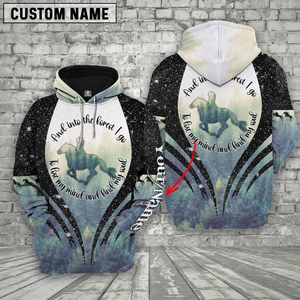 Horse Into The Forest 3D Customized Name Hoodie, Farmer Hoodie, Custom Farm Shirts, Farmer T Shirt