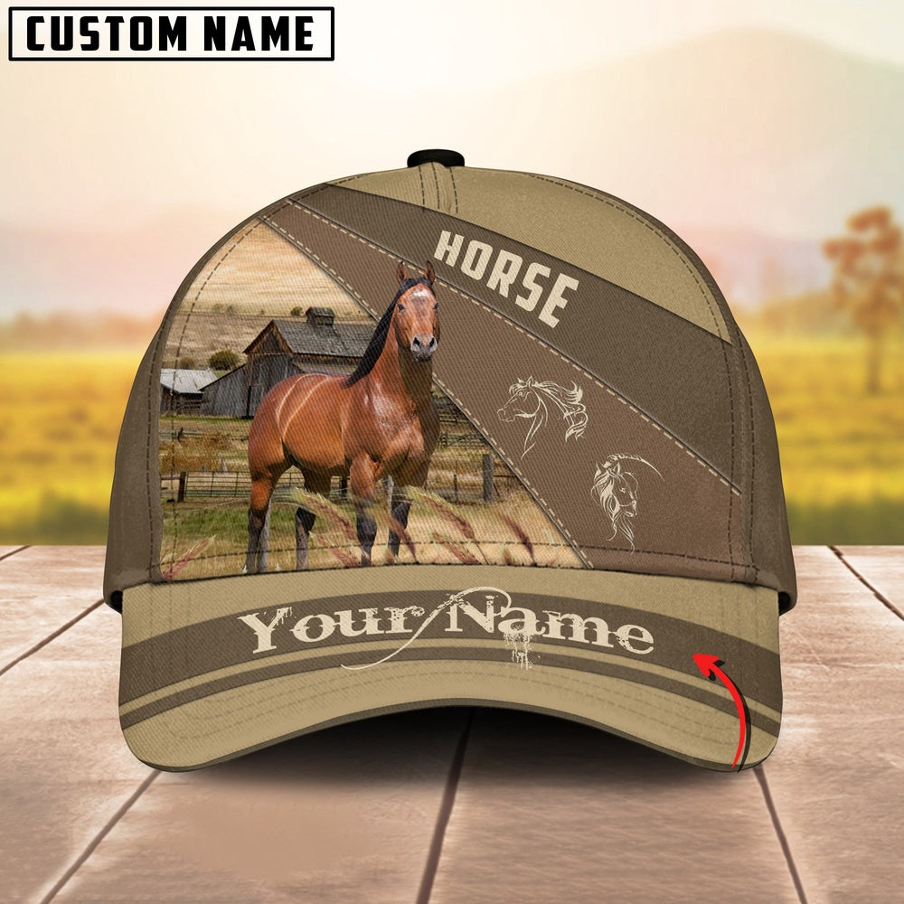 Horse Khaki Pattern Customized Name Cap, Farmer Cap, Cap For Farmers, Best Farm Hat, Farm Use Hat