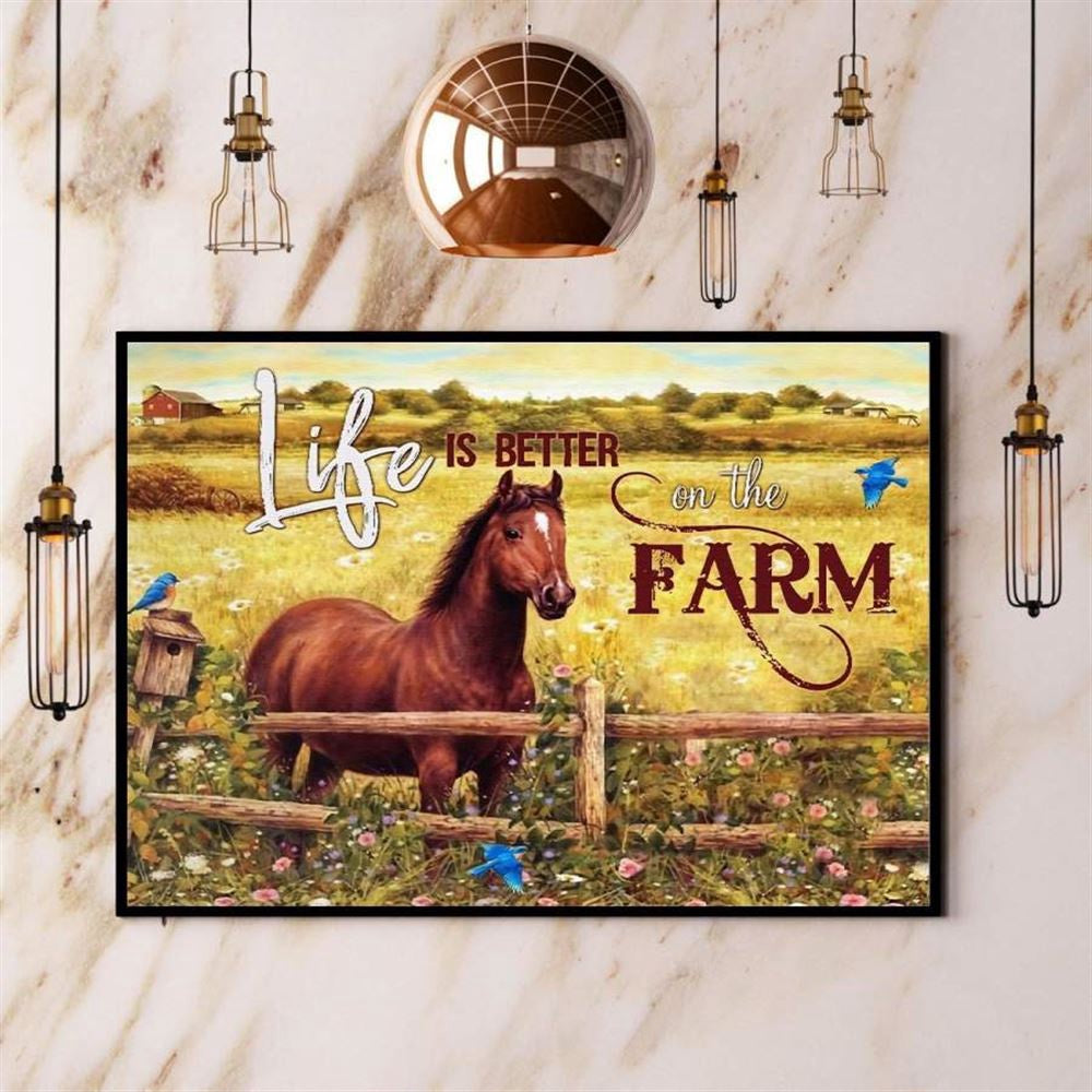 Horse Life Is Better On The Farm Canvas, Farm Canvas, Farm Gift, Farm Home Decor
