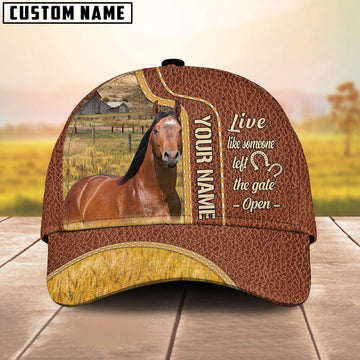 Horse Live Like Someone Customized Name Brown Leather Cap, Farmer Cap, Cap For Farmers, Best Farm Hat, Farm Use Hat