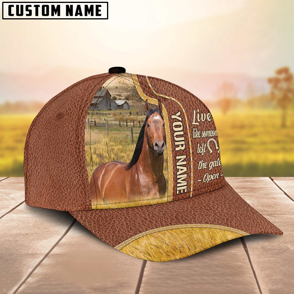 Horse Live Like Someone Customized Name Brown Leather Cap, Farmer Cap, Cap For Farmers, Best Farm Hat, Farm Use Hat