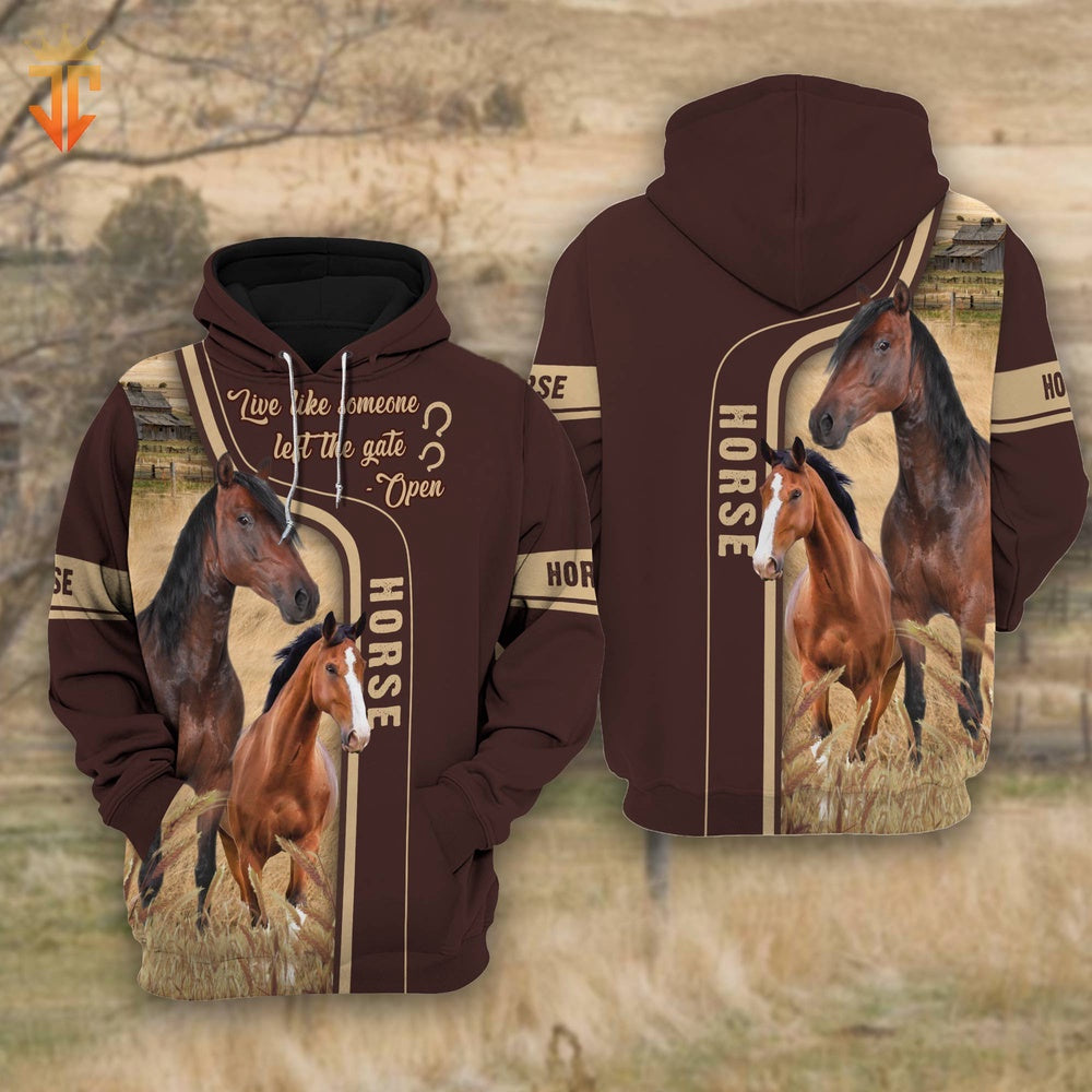 Horse Live Like Someone left the gate open Shirts, Farmer Hoodie, Farm Themed Shirts, Farm Tee Shirts