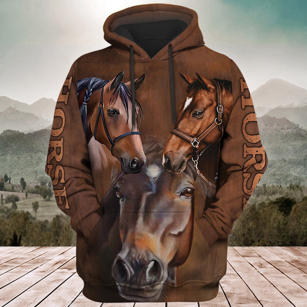 Horse Lovers 3D Hoodie, Farmer Hoodie, Farm Themed Shirts, Farm Tee Shirts