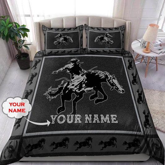 Horse Lovers Custom Name Bedding Set, Farm Bedding Set, Farmhouse Bedding Set