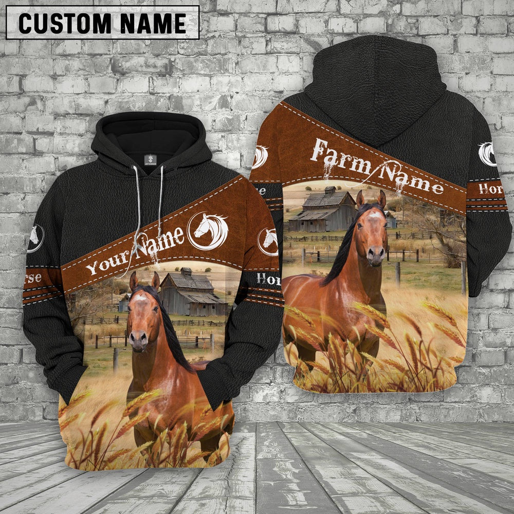 Horse On Farms Custom Name Printed 3D Black Hoodie, Farmer Hoodie, Custom Farm Shirts, Farmer T Shirt