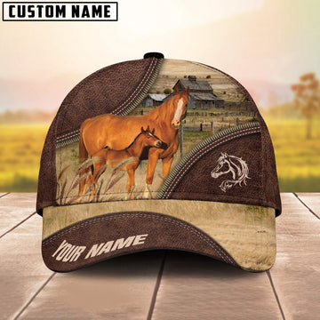 Horse On The Farm Customized Name 3D Brown Cap, Farmer Cap, Cap For Farmers, Best Farm Hat, Farm Use Hat