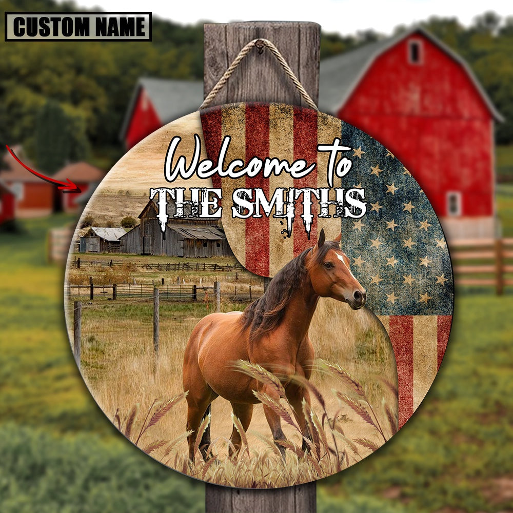 Horse On The Farm Round Wooden Sign, Farm Wood Sign, Farm House Wood Signs