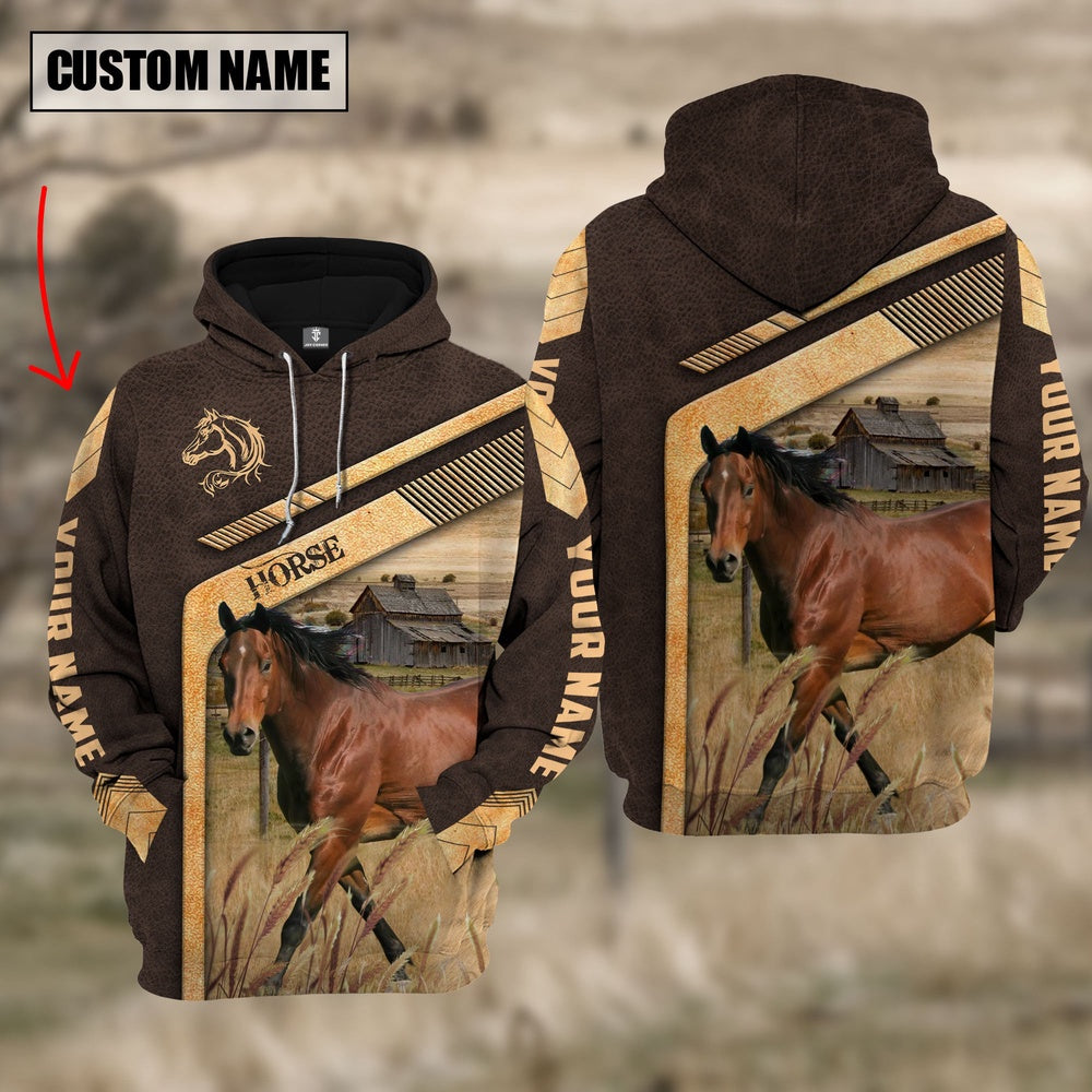Horse On The Meadow Custom Name Hoodie, Farmer Hoodie, Custom Farm Shirts, Farmer T Shirt