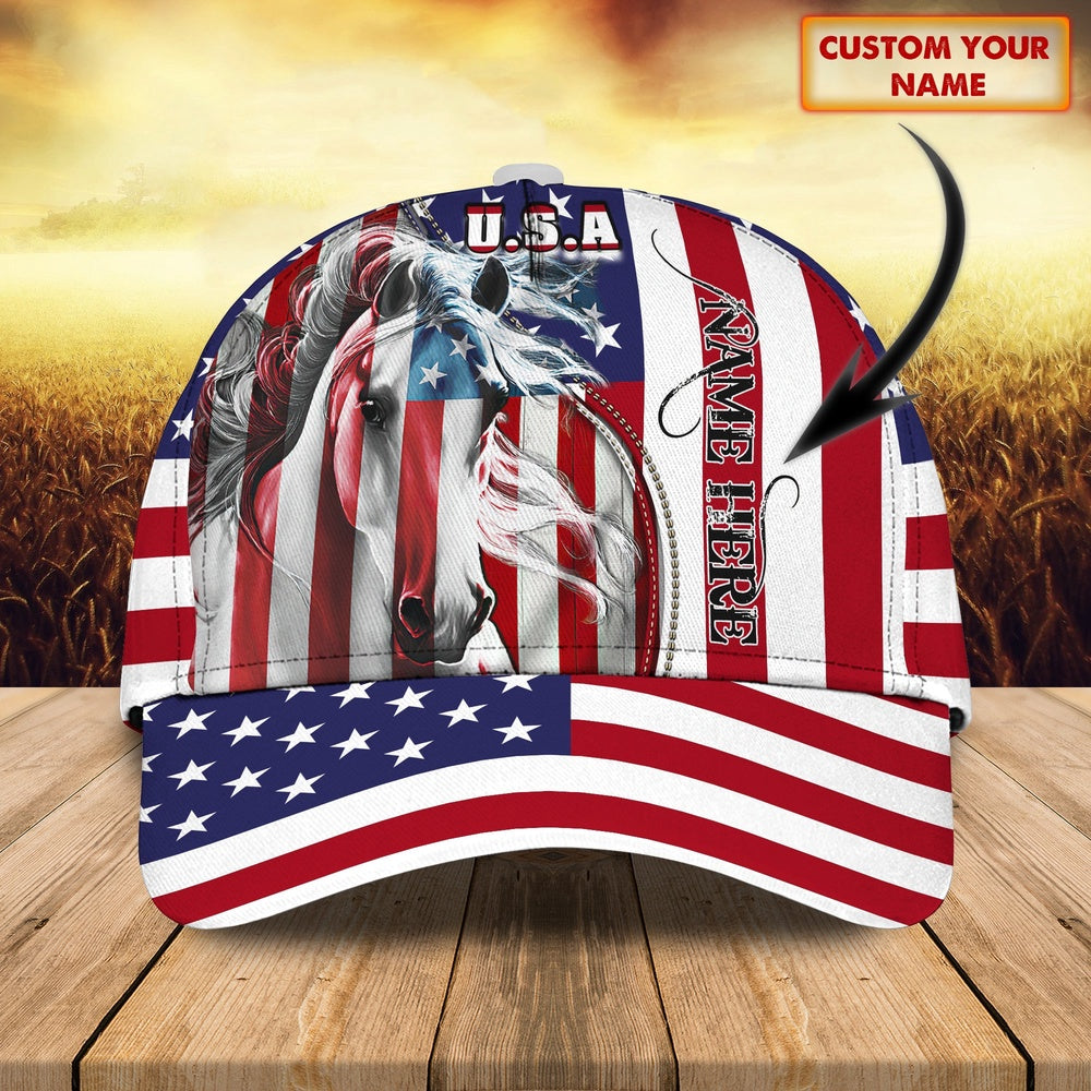 Horse Patriot 2 Customized Name Cap, Farmer Cap, Cap For Farmers, Best Farm Hat, Farm Use Hat
