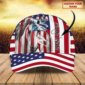 Horse Patriot 2 Customized Name Cap, Farmer Cap, Cap For Farmers, Best Farm Hat, Farm Use Hat