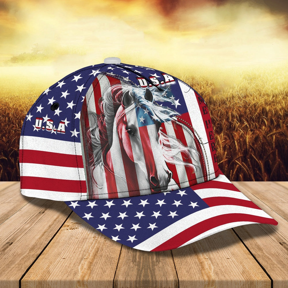 Horse Patriot 2 Customized Name Cap, Farmer Cap, Cap For Farmers, Best Farm Hat, Farm Use Hat