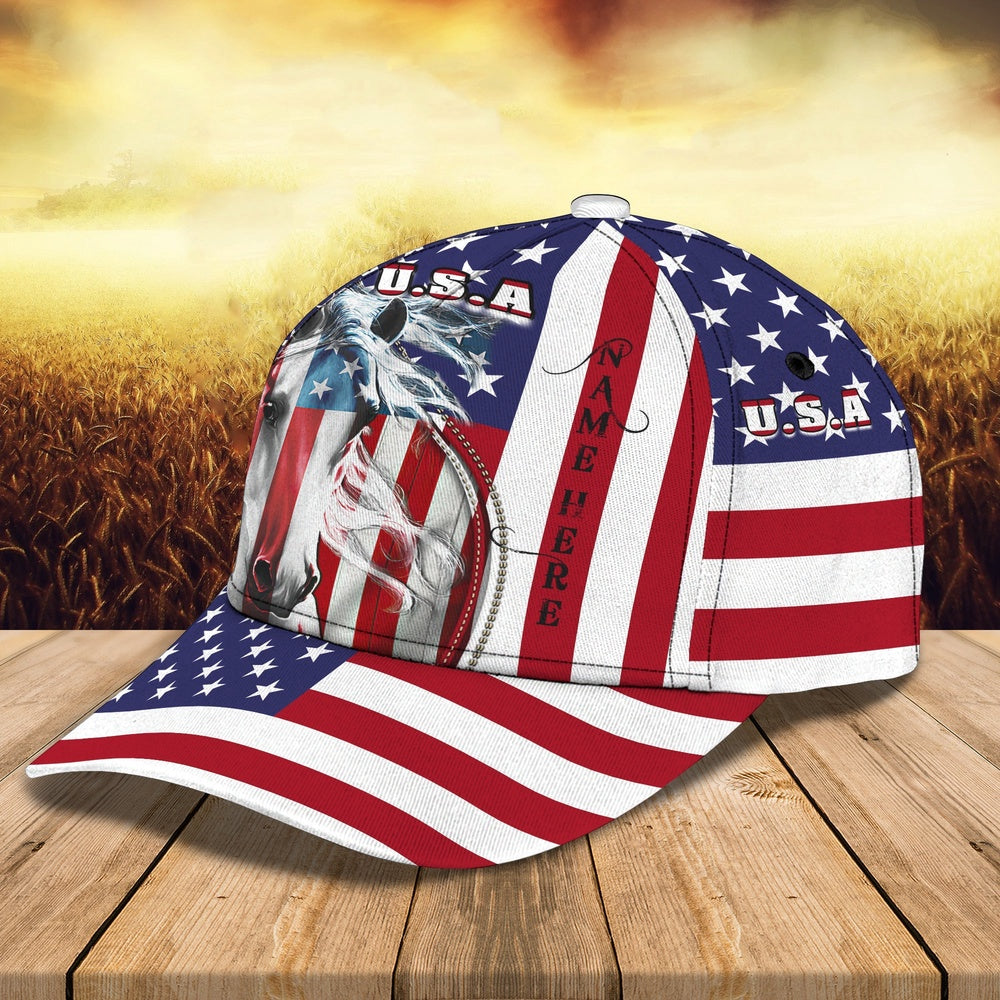 Horse Patriot 2 Customized Name Cap, Farmer Cap, Cap For Farmers, Best Farm Hat, Farm Use Hat