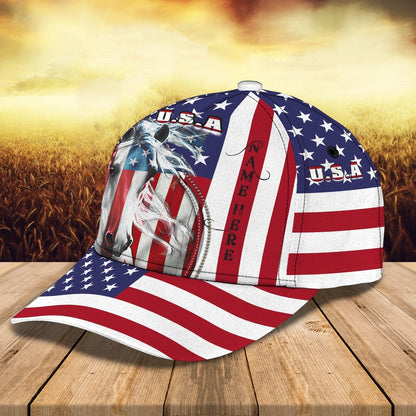 Horse Patriot 2 Customized Name Cap, Farmer Cap, Cap For Farmers, Best Farm Hat, Farm Use Hat