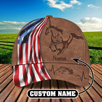 Horse Patriot Customized Name Cap, Farmer Cap, Cap For Farmers, Best Farm Hat, Farm Use Hat