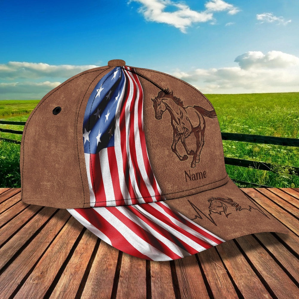 Horse Patriot Customized Name Cap, Farmer Cap, Cap For Farmers, Best Farm Hat, Farm Use Hat
