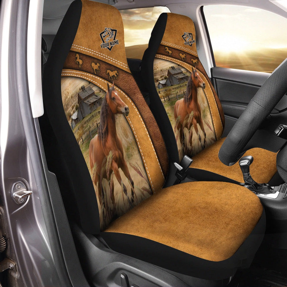 Horse Pattern Customized Name 3D Car Seat Cover, Car Seat Cover, Farm Car Seat Cover, Pet Seat Covers