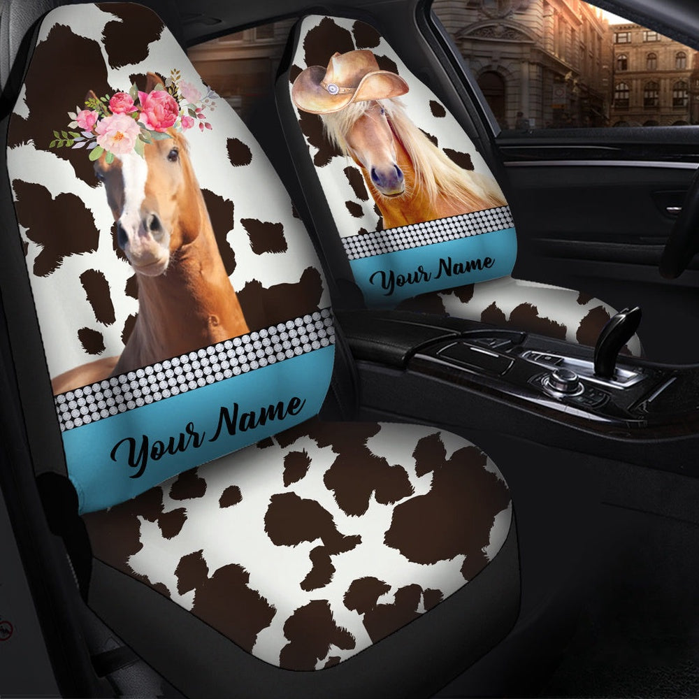 Horse Pattern Customized Name Dairy Cow Car Seat Cover, Car Seat Cover, Farm Car Seat Cover, Pet Seat Covers