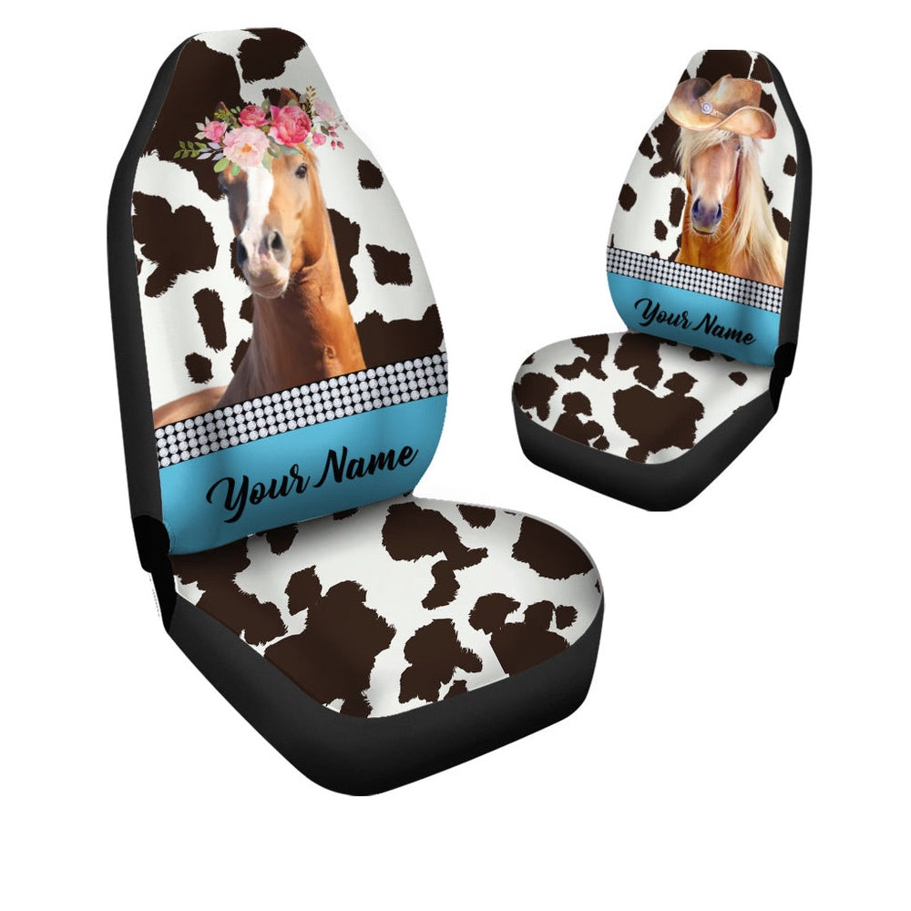 Horse Pattern Customized Name Dairy Cow Car Seat Cover, Car Seat Cover, Farm Car Seat Cover, Pet Seat Covers