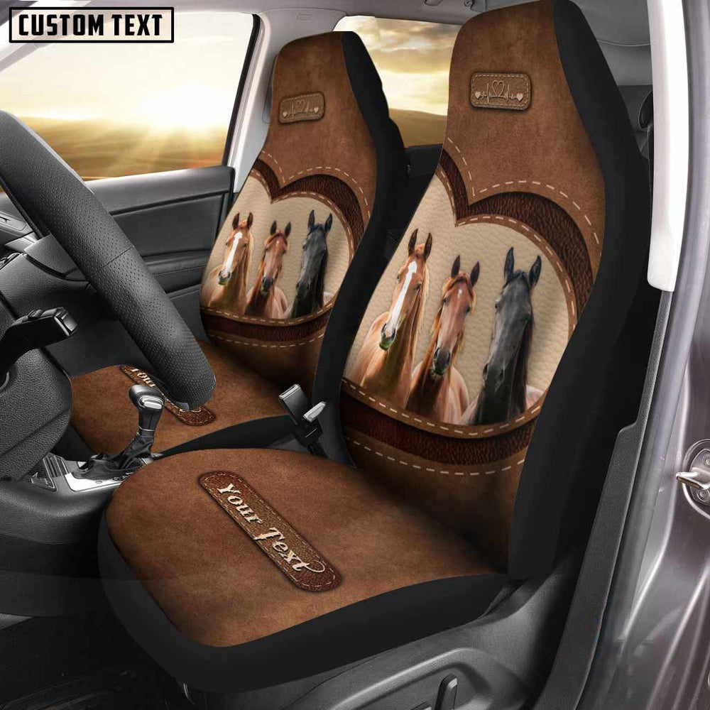 Horse Pattern Customized Name Heart Car Seat Cover, Car Seat Cover, Farm Car Seat Cover, Pet Seat Covers