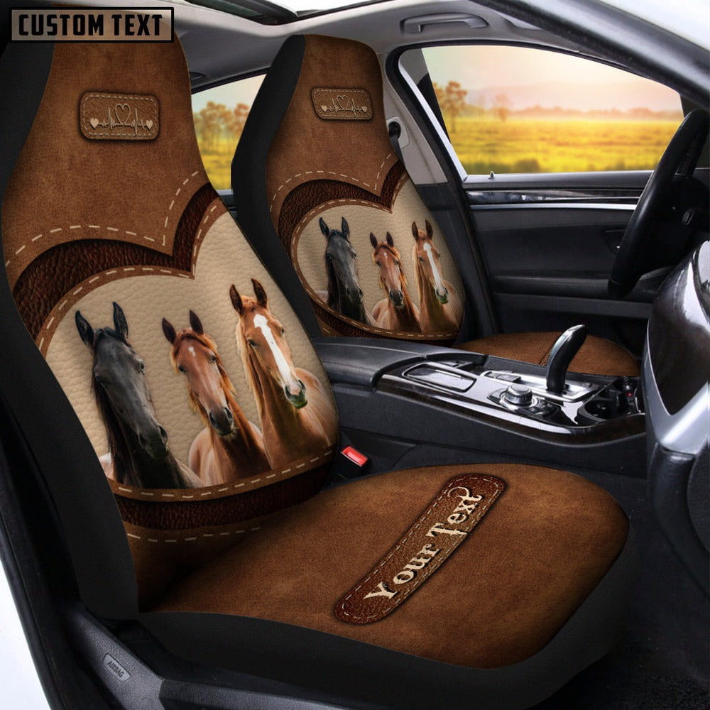 Horse Pattern Customized Name Heart Car Seat Cover, Car Seat Cover, Farm Car Seat Cover, Pet Seat Covers
