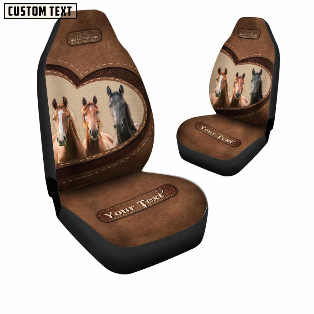 Horse Pattern Customized Name Heart Car Seat Cover, Car Seat Cover, Farm Car Seat Cover, Pet Seat Covers