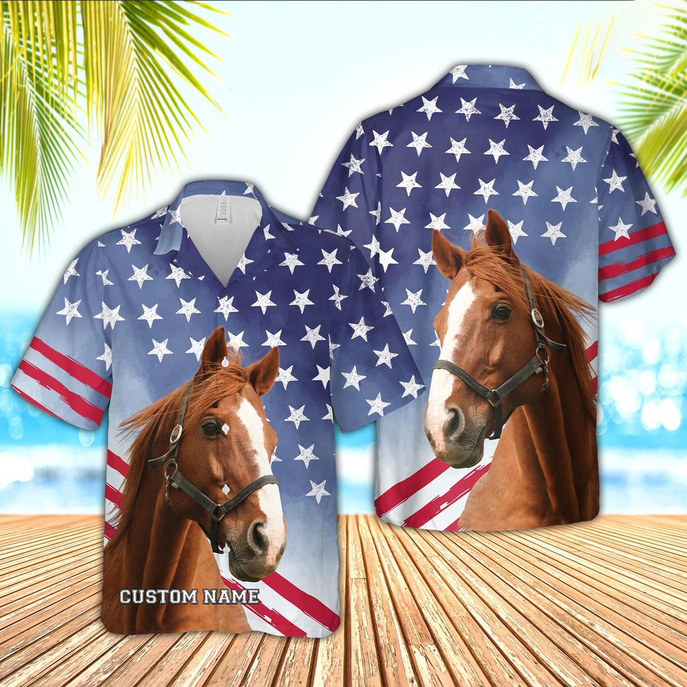 Horse Star Pattern Customized Name Hawaiian Shirt, Farm Hawaiian Shirt, Farmer Hawaii